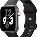 Sport Band Compatible with Apple Watch 38mm 40mm 41mm 42mm 44mm 45mm 46mm 49mm, Replacement Soft Silicone Strap Wristbands for iWatch Series 10/9/8/7/6/5/4/3/2/1 Ultra SE Women Men, Black