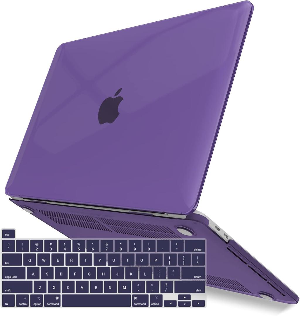 IBENZER Compatible with 2025 2024 M2 MacBook Pro 13 Inch Case 2025-2016 M1 A2338 A2289 A2251 A2159 A1989 A1706 A1708, Hard Shell Case & Keyboard Cover for Mac Pro 13, Crystal Purple,T13CYPU+1