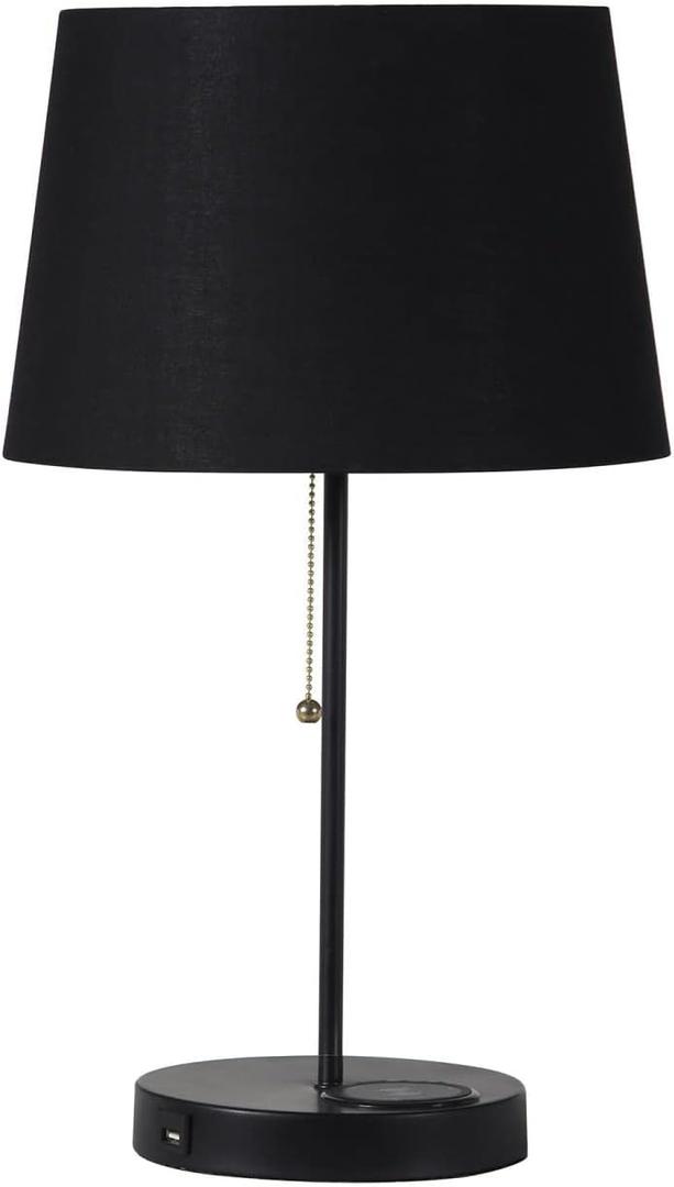 ORE International 20.75" Metal Table Lamp Sterling Matte Non-Gloss Black HB2139
