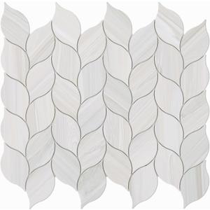 Tilingview 10-Sheet Peel and Stick Backsplash Tile for Kitchen, Self-Adhesive Mosaic Glossy Leaf Stick on Wall Tile with Gaps (Leaf Beige)