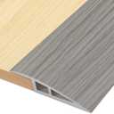 Floor Transition Strip Door Threshold 36 inch, 1/2'' ~ 3/5'' Threshold Ramps for Doorways, Vinyl-Transition Strip for Door Floor (Wood Grain Gray)