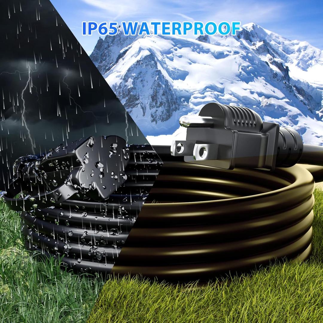 K KASONIC - 31FT Christmas Lights Outdoor Extension Cord with Mutil Outlets, ETL Listed Heavy Duty Electrical Cord with Protective Covers, Weatherproof Extension Cord for Outside, 16AWG/1625W, Black K KASONIC - 31FT Christmas Lights Outdoor Extension Cord with Mutil Outlets, ETL Listed Heavy Duty Electrical Cord with Protective Covers, Weatherproof Extension Cord for Outside, 16AWG/1625W, Black