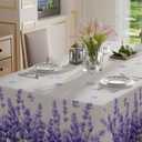 XCHI Watercolor Lavender Butterfly Spring Tablecloth Square Summer Table Cloth Washable Table Covers for Indoor Dining Home Party Decorations 60x60 Inch