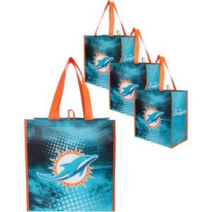FOCO NFL unisex-adult Nfl Team Logo 4-pack Reusable Grocery Shopping Bags Totes (One Size)
