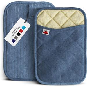Big Red House - Silicone Pot Holders - Set of 2 Blue Denim - 10x3 - Heat Resistant to 536F / 280C, Kitchen Protectors, Hot Pans, Baking, Professional Grade Cooking Mitts