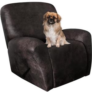 ANARACHON Leather Like Recliner Chair Covers Heavy Duty, 4 Pieces Lazy Boy Recliner Cover for Recliner Chair, Leather Cover for Recliner slipcovers Washable for Pets (Black Chocolate)