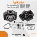 44mm 60cc Cylinder Piston Gasket Top End Rebuild Kit for Yamaha PW 50 1981-2009 QT50 1979-1987