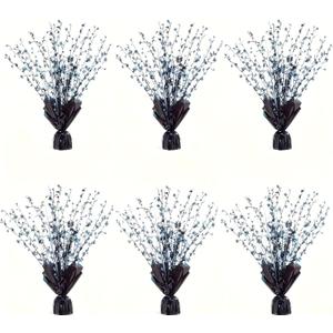 6 Pack Metallic Foil Spray Centerpiece Stars for Wedding, Birthday, Anniversary, Christmas Table Decor, Holiday Festival Baby Shower Graduation Mantle Party Decorations (Black SF)