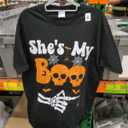 Shes My Boo Skeleton Couples Matching Couple Halloween T-Shirt, Black, Size L