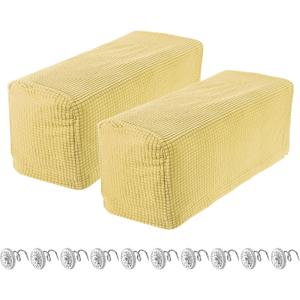 uxcell 2pcs Stretch Armrest Covers for Chairs/Sofas, Couch Arm Covers with Twist Pin, Furniture Protector Slipcovers Beige