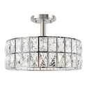 Doraimi Lighting Crystal Drum Ceiling Light Nickel 14 Inch 3 Light Semi Flush Mount Farmhouse Fixture for Living Room Dining Room Bedroom Kitchen Island Hallway