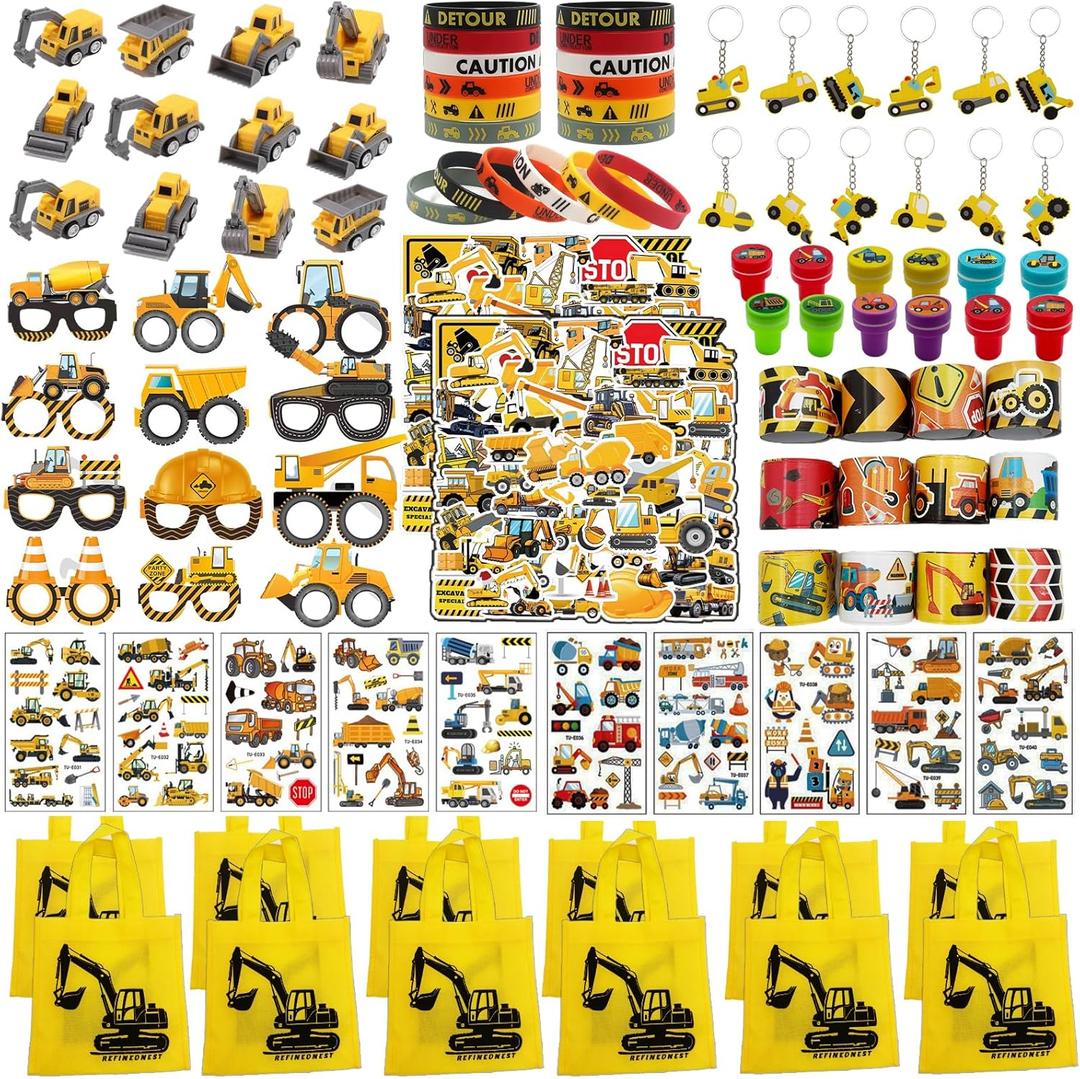 206 pieces of construction party favors,12 sets of rich construction birthday party supplies, are the perfect choice for construction party decorations and construction themed party supplies!