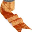 MAYREEL 4 Inch Cinnamon Crushed Velvet Ribbon Wired Extra Wide Burnt Orange Terracotta Christmas Ribbon for Autumn Fall Decorations Halloween Wreaths Tree Toppers Gift Wrapping 10 Yards