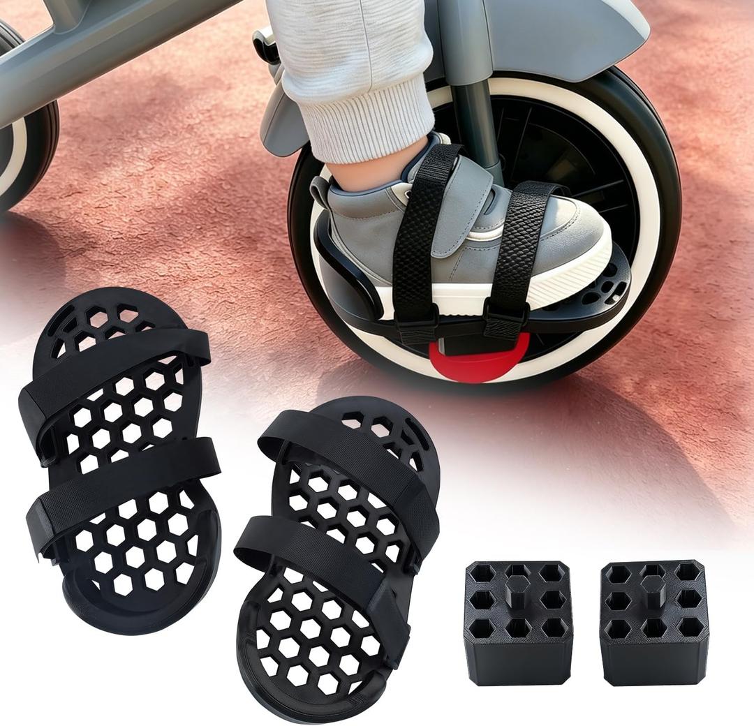 Adjustable Tricycle Pedal Adapters for Toddlers, with Riser Blocks & Secure Anti-Slip Straps, Tricycle Pedal Stabilizers, No Drilling Required, Easy Installation, Fit for Toddler Most Standard Trikes