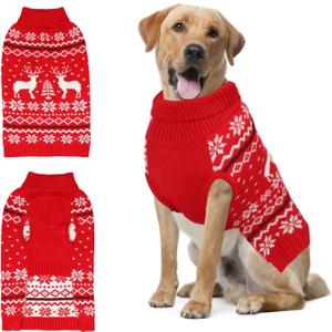 Rypet Dog Christmas Sweater for Large Dogs Warm Soft Christmas Dog Outfits Pet Holiday Sweater Firm Durable Pet Turtleneck Knitwear Dogs Sweaters Pets Winter Coat for Females and Males XL