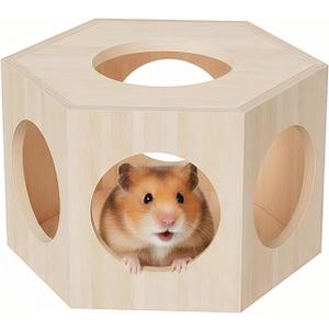 Dwarf Hamster Hideout Versatile Wooden House for Small Animals, Gecko, Lizard & Rat Hideout, Smoothly Polished, Ideal for Bedroom or Granary