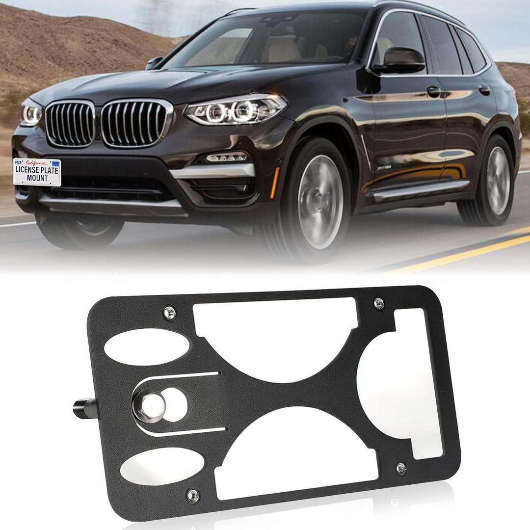 Front Bumper License Plate Mount Compatible with BMW X3 2018-2023 [G01] xDrive and sDrive, No Drill Front License Plate Frames Tow Hook License Plate Bracket Holder Mounting Kit Car Accessories
