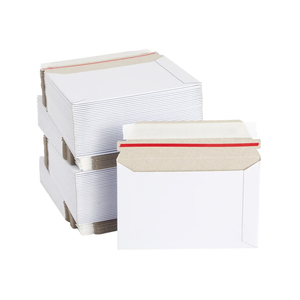 100 Pack 6.5 x 4.5 Rigid Mailers with Self Sealing Flap, Bulk Stay Flat Cardboard Envelopes for Shipping Postcards, Photos (White) - Cardboard Mailers