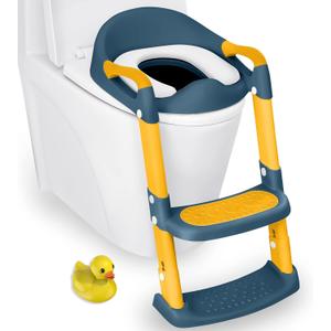 JASSONE Potty Training Seat, Toddler Step Stool, 2 in 1 Toilet for Kids, Baby Seat with Splash Guard and Anti-Slip Pad for Boys Girls, Blue