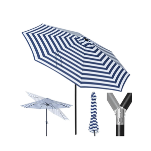 Tempera Patio Market Outdoor Table Umbrella With Push Button Tilt And Crank, Large Sun Umbrella With Sturdy Pole & Fade Resistant Canopy, Easy To Set