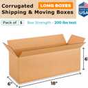 Long Moving & Shipping Boxes 18 x 6 x 6 inches (5-Pack) - Extra Strength 200 lb vs Regular - Corrugated Moving Boxes for USPS/ UPS/ FEDEX - Durable Shipping Box - Cardboard Box by IDL Packaging