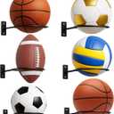 Threan Basketball Holder Wall Mount, Sports Ball Storage Display Rack for Basketball Football Volleyball Soccer, Metal Black Ball Holder, Room Decor Saver Storage Display