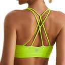 RUNNING GIRL Sports Bras for Women,Padded Sports Bra Tank Top Sexy Crisscross Back High Impact Longline Workout Yoga Bra (Green, XXL)
