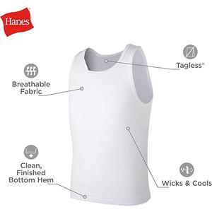 Hanes Boys' Ecosmart Cotton Tank Undershirt 3-Pack, XL