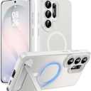 Magnetic for Samsung Galaxy S26 Ultra Case, [Compatible with MagSafe][Full Camera Protection][Built-in Invisible Kickstand] Translucent Matte Phone Case for S26 Ultra 6.9" - White