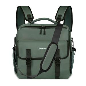 JIATEMET 3 Ring Zipper Binder Bag for 700+ Sheets Capacity Detachable Backpack Straps & Shoulder 14 Inch Laptop for School and Office(Green)