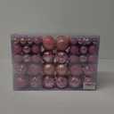FlameFlash 100Pcs Christmas Ball Ornaments Set, Shatterproof Plastic Pink Christmas Ornaments for Xmas Tree, Assorted Baubles Hanging Decorations for Holiday/Party/Wedding (Pink)