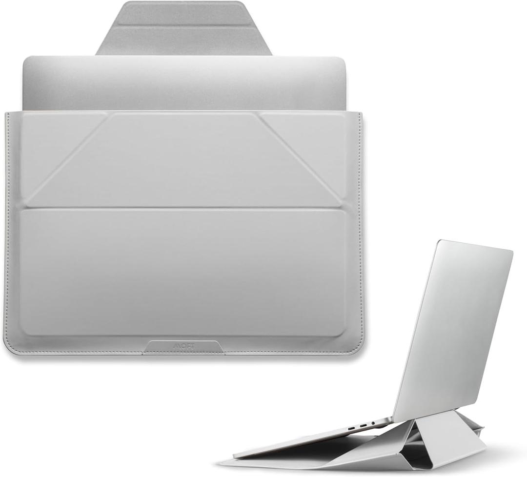 MOFT Laptop Carry Sleeve, 2-in-1 Laptop Bag & Stand for 16" MacBook Air/Pro & Dell/HP/Lenovo/Asus, Stylish Slim Computer Sleeve Bag with Expandable Storage for Computer Accessories, Misty Cove