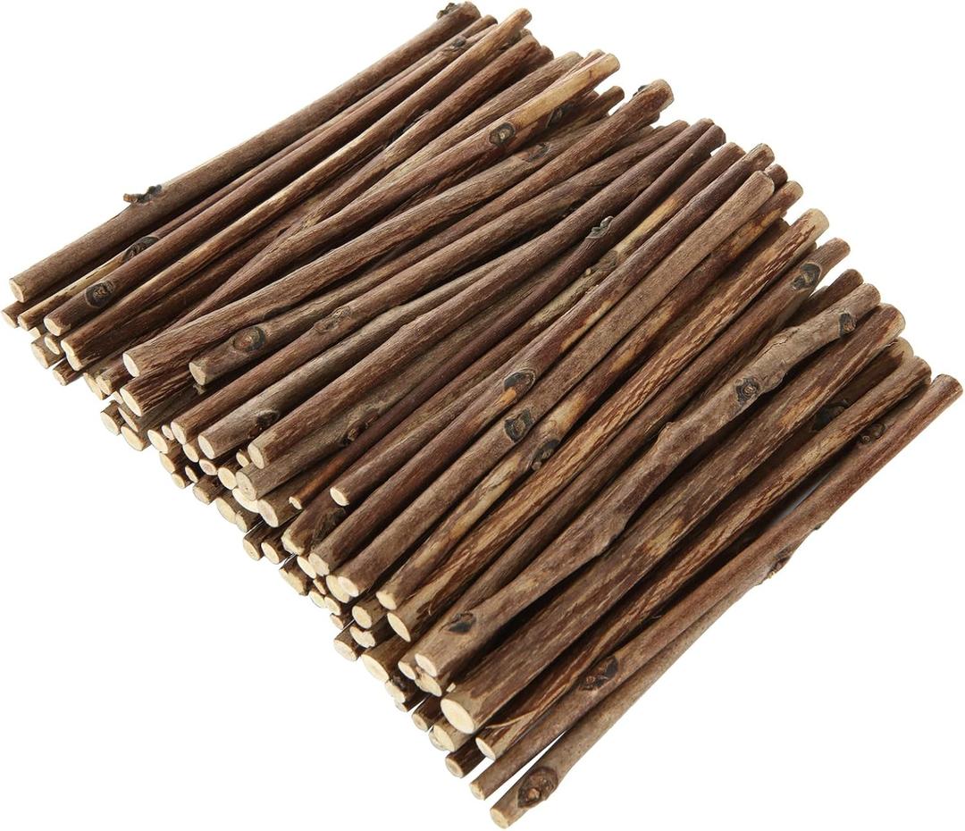 300PCS 4 inch Wood Log Sticks for Crafts - Natural Twigs Sticks- Birch Wood Craft Sticks for DIY Rustic Home Decor School Projects Crafting Filler, 0.08-0.15 Inch in Diameter