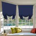 H.VERSAILTEX Thermal Insulated Blackout Tie Up Curtain Room Darkening Window Shade Rod Pocket Panel for Small Window (Navy, W42 x L63, 2 Panels)