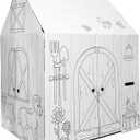 Easy Playhouse Cardboard Barn, Kids Art & Craft Activity, 32"x26"x40" Fort