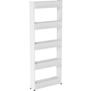 Slim Rolling Storage Cart - 5-Tier Utility Cart with Wheels for Bathroom, Kitchen, and Laundry Room - Bathroom Shelves by Lavish Home (White)