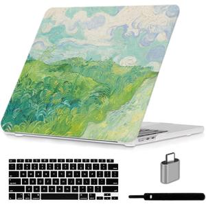 LanBaiLan Compatible with MacBook Air 13 inch Case M5 2026 M4 2025 M3 M2 2024-2022 A3449 A3240 A3113 A2681, 13.6 Plastic Hard Shell Case & Keyboard Cover, Grassland