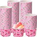 50 Pack Cherry Treat Snack Cups Red Cherry Heart Ice Cream Paper Cups 9 oz Fruit Disposable Dessert Bowls for Hot or Cold Food Summer Sweet First Birthday Baby Shower Party Supplies