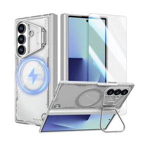 Nillkin for Samsung Galaxy Z Fold 7 Case, Compatible with MagSafe, Built-in [Screen Protector] [Hinge Protection] [Kickstand] Slim Magnetic Anti-Yellow Phone Case for Galaxy Z Fold 7 - Clear Gray