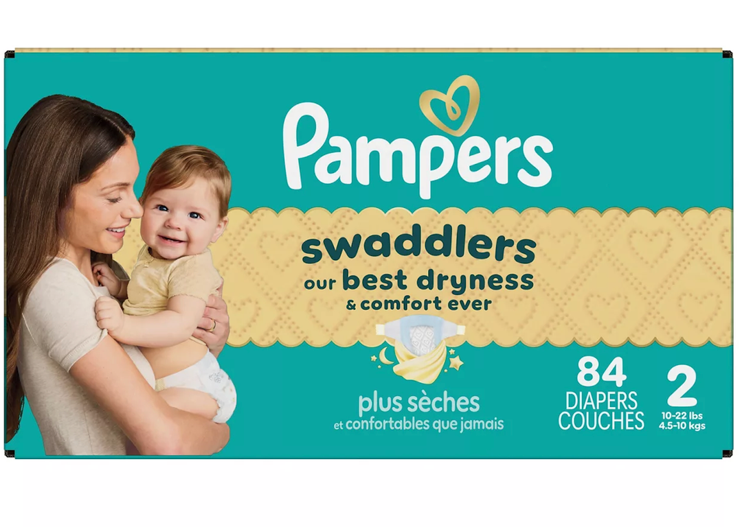 Pampers Swaddlers Diapers, Size 2 (10-22 lbs), 84 Count, Hypoallergenic, Absorbent, Keeps Baby Dry and Comfortable, Skin Safe Disposable Baby Diaper