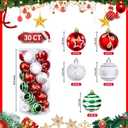 2.36" Christmas Balls Ornaments Set, 30ct Shatterproof Hanging Christmas Ornaments for Xmas Trees Decor Holiday Party (Red Green White)