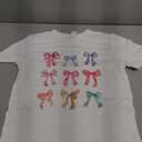RoseSeek Girl's Bow Graphic Tees Crew Neck Short Sleeve Summer T Shirts Preppy Cute Clothes for Girls White with Bow 10Y