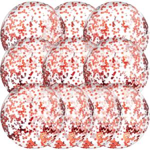 Civaner 10 Pcs Inflatable Glitter Beach Balls 16 Inch Large Sparkly Confetti Pool Balls Clear Blow up Balloon Toys for Wedding Baby Shower Birthday 2026 New Year Party Decoration(Rose Gold,Glitter)