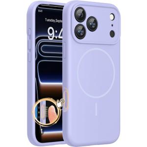 Miracase Magnetic for iPhone 17 Pro Case, Compatible with MagSafe, Integrated Silicone Camera Control Cover, 3.0mm Thicken Shockproof Drop Protection Phone Case for 17 Pro, Light Purple