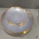 Rubtlamp 60Pcs Clear Plastic Plates,Clear Disposable Plates With Gold Rim,Heavy-duty Gold Plates,Hammered Party Plates Include 30Clear Dessert-Platos,30Dinner-Platos for Wedding, Party