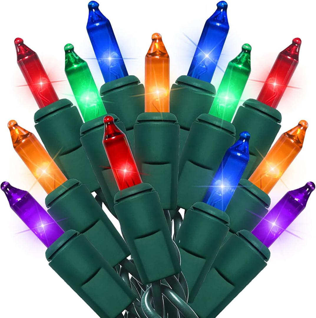 New Upgraded Colored Christmas Lights - 35 Count Classic Mini String Lights with Multicolor LED Bulbs for Tree, Crafts, Indoor and Outdoor Use, UL Certified, Connectable, 8.5 Feet Green Wire