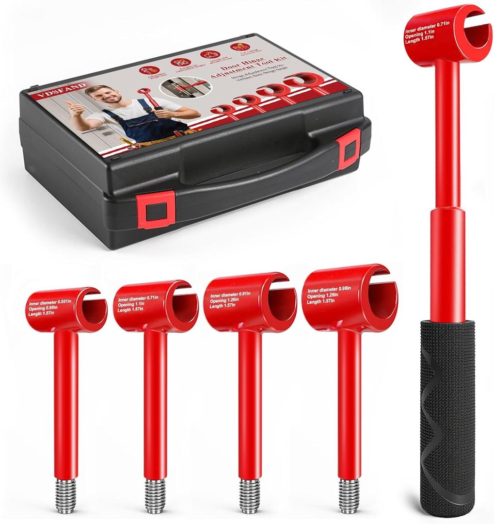 4 in 1 Door Hinge Adjustment Tool Kit Multi-Size Hinge Gap Adjusting Wrench with Rubber Handle Heavy Duty Painted Steel for Residential and Commercial