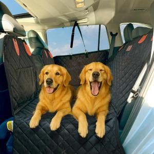 PAWPYSTUFF Backseat Extender for Dogs - Waterproof, Supports 350 lbs, Hard Bottom Dog Hammock for Cars, SUVs & Trucks | Scratch-Proof Dog Seat Cover, Non-Slip Pet Seat Protector with Safety Belt