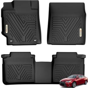 YITAMOTOR Floor Mats Compatible with 2015-2017 Toyota Camry (No Camry Hybrid Models), FWD Models Only, Custom Fit 1st & 2nd Floor Liner Set Black