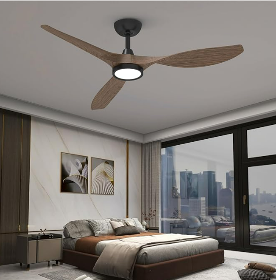Roomratv Ceiling Fans with Lights and Remote, Ceiling Fan 52 Inch Black Walnut Color Quiet DC Motor 3 CCT Memory Modern Large Airflow Noiseless Reversible 6 Speeds 3 Timers Indoor for Farmhouse
